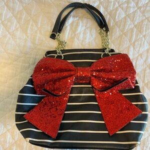 Rare Large Y2K Betsy Johnson glitter bow bag